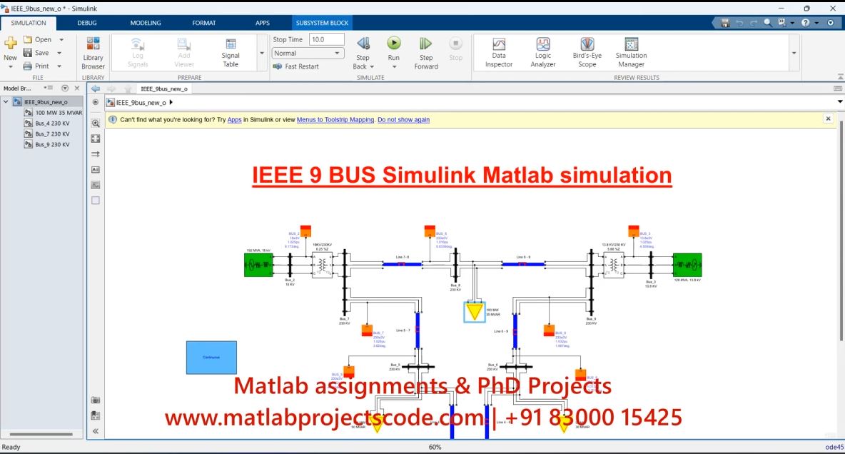 Ieee 9 Bus Simulink - Electrical Simulation project simulation thumbnail for Electrical Engineering