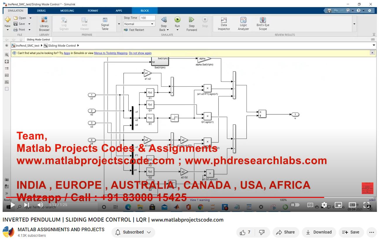 Inverted Pendulum _ Sliding Mode Control _ Lqr project simulation thumbnail for Mechanical, EV and Mechatronics Engineering