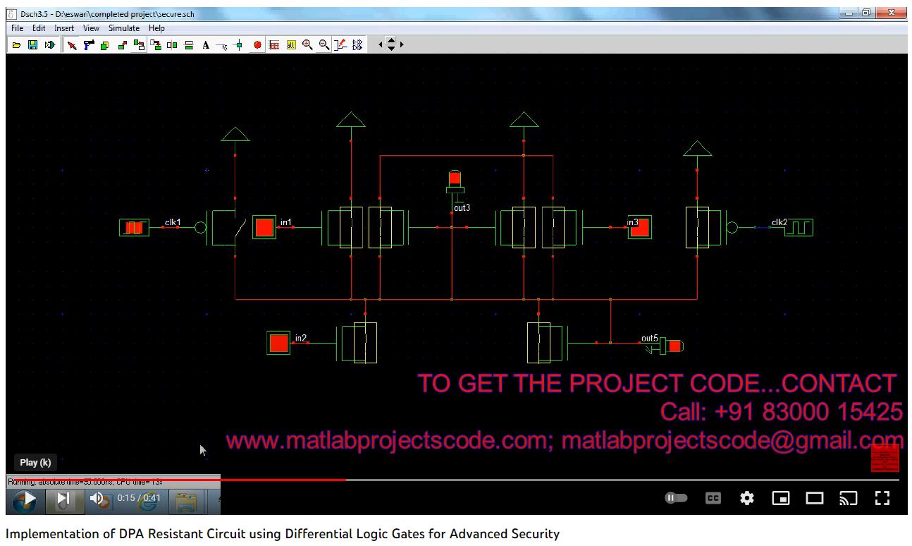 Implementation of DPA Resistant Circuit using Differential Logic Gates for Advanced Security project simulation thumbnail for Electronics Engineering