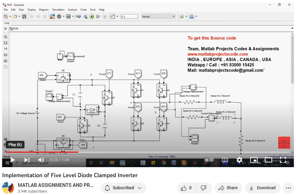 Implementation Of Five Level Diode Clamped | MATLAB Project