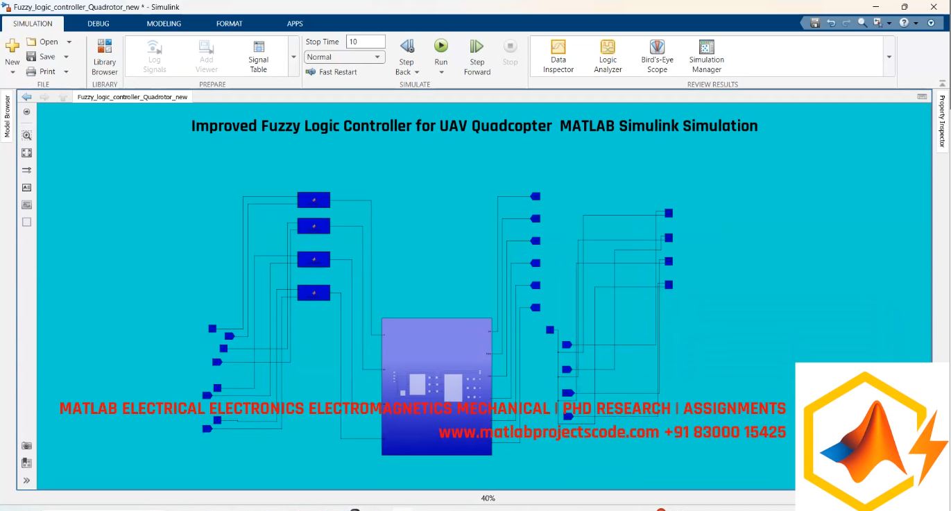 Improved Fuzzy Logic Controller For Uav Quadcopter Matlab Simulink Simulation project simulation thumbnail for Mechanical, EV and Mechatronics Engineering