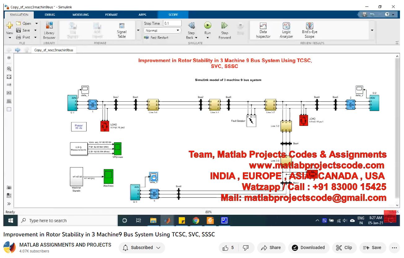 Improvement In Rotor Stability In 3 Machine9 Bus System Using Tcsc Svc Sssc-Matlab Simulink-Electrical Assignments-Projects-Phd Research project thumbnail image