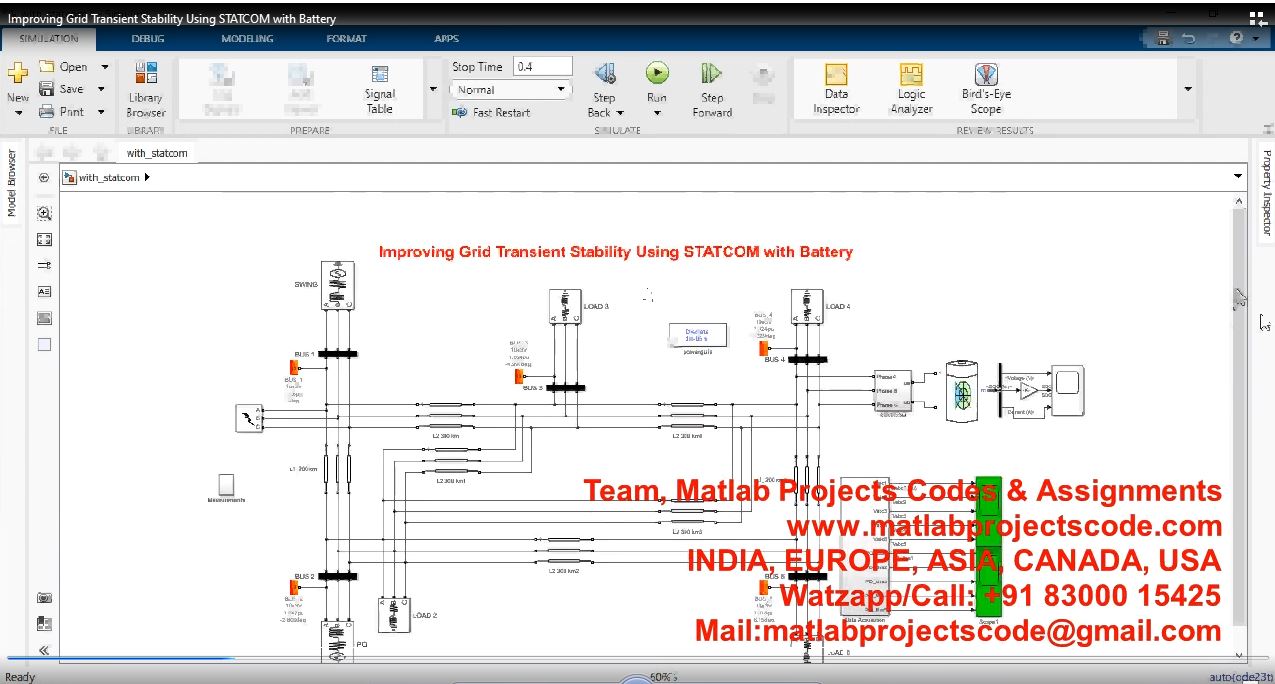 Improving Grid Transient Stability Using Statcom With Battery project simulation thumbnail for Renewable Energy Engineering