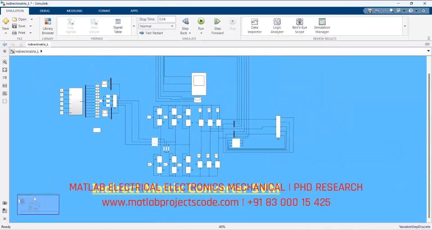 Indirect Matrix Converter Svm project simulation thumbnail for Power Electronics Engineering