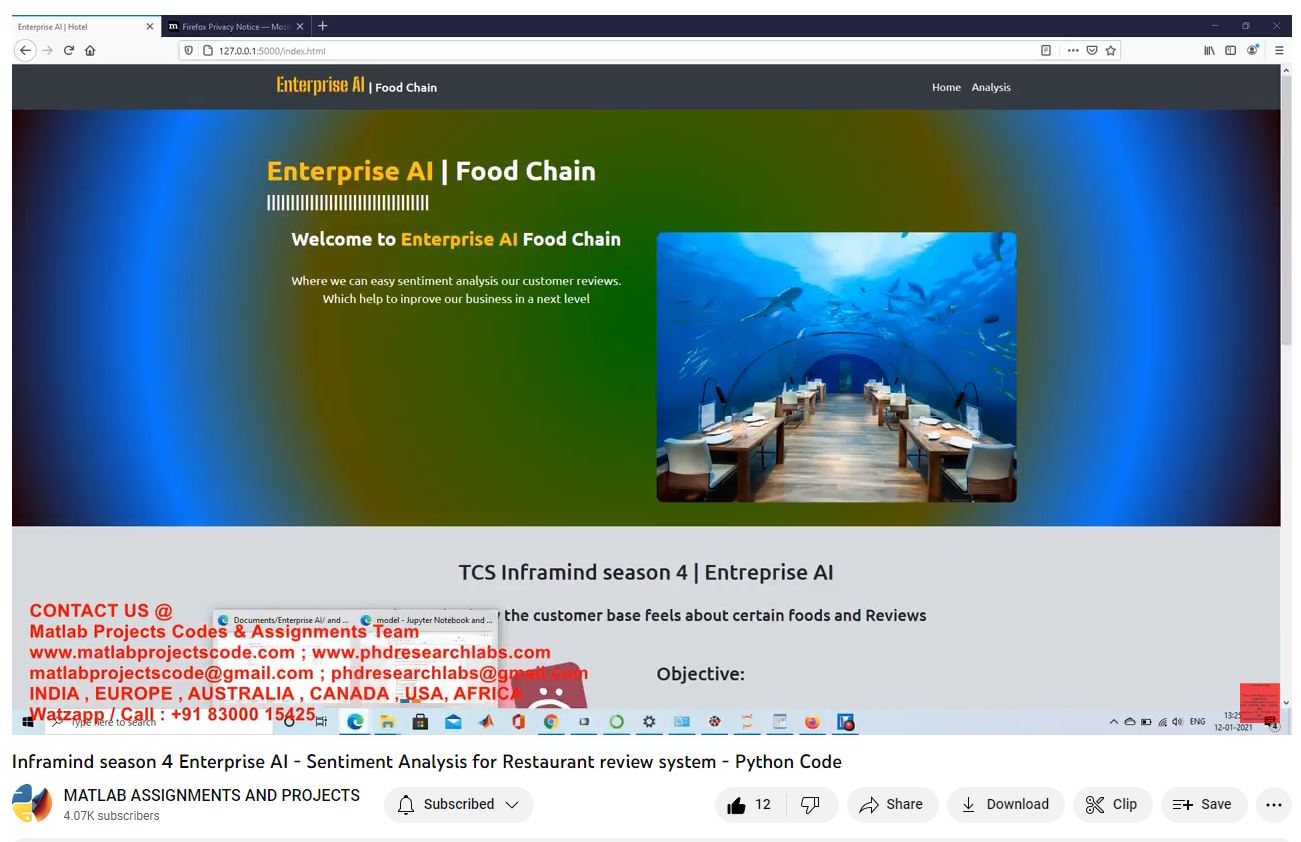 Inframind Season 4 Enterprise Ai - Sentiment Analysis For Restaurant Review System - Python Code-Python-Electrical Assignments-Projects-Phd Research project simulation thumbnail for Electrical Engineering