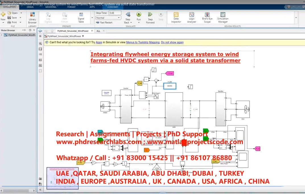 Integrating Flywheel Energy Storage System To Wind Farms Fed Hvdc System Via Solid State Transformer project simulation thumbnail for Renewable Energy Engineering