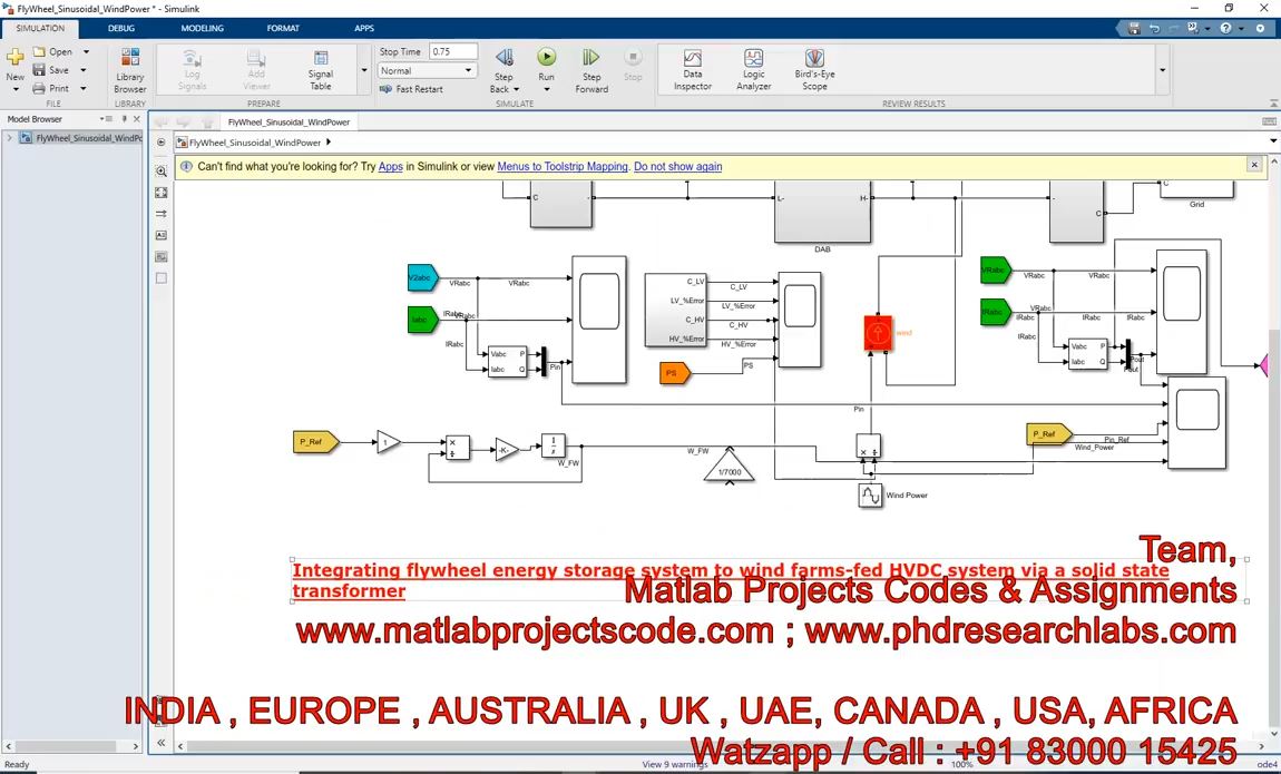 Integrating Flywheel Energy Storage System To Wind Farms-Fed Hvdc System Via A Solid State Transform project simulation thumbnail for Renewable Energy Engineering