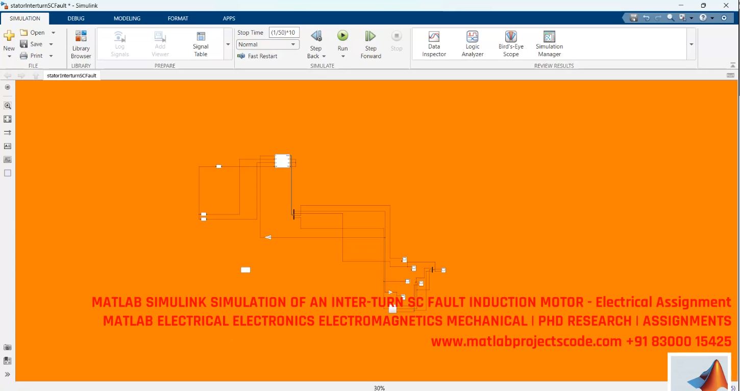 Inter-Turn Short Circuit Fault In Induction Motor - Matlab Simulink Fault Diagnosis Simulation project thumbnail image