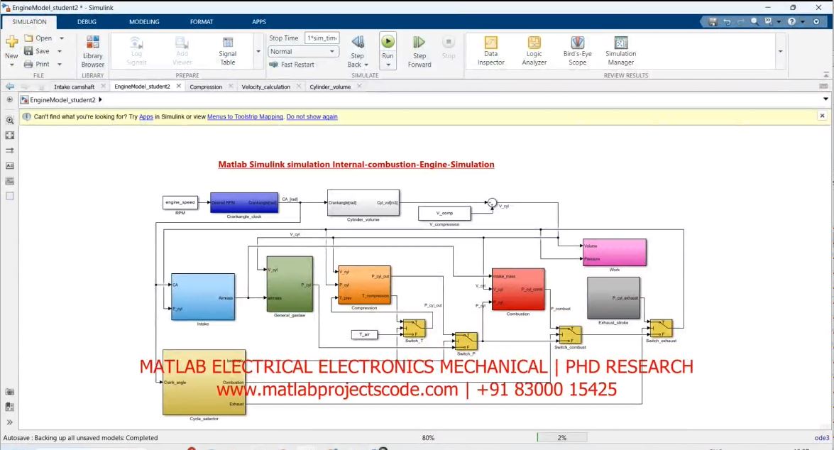 Internal Combustion Engine - Phd Research - Matlab Simulink Simulation project simulation thumbnail for Electrical Engineering