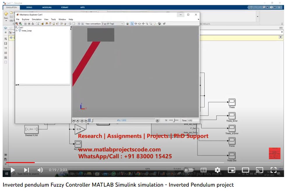 Inverted Pendulum - Fuzzy Controller Matlab Simulink Simulation project simulation thumbnail for Control Systems Engineering