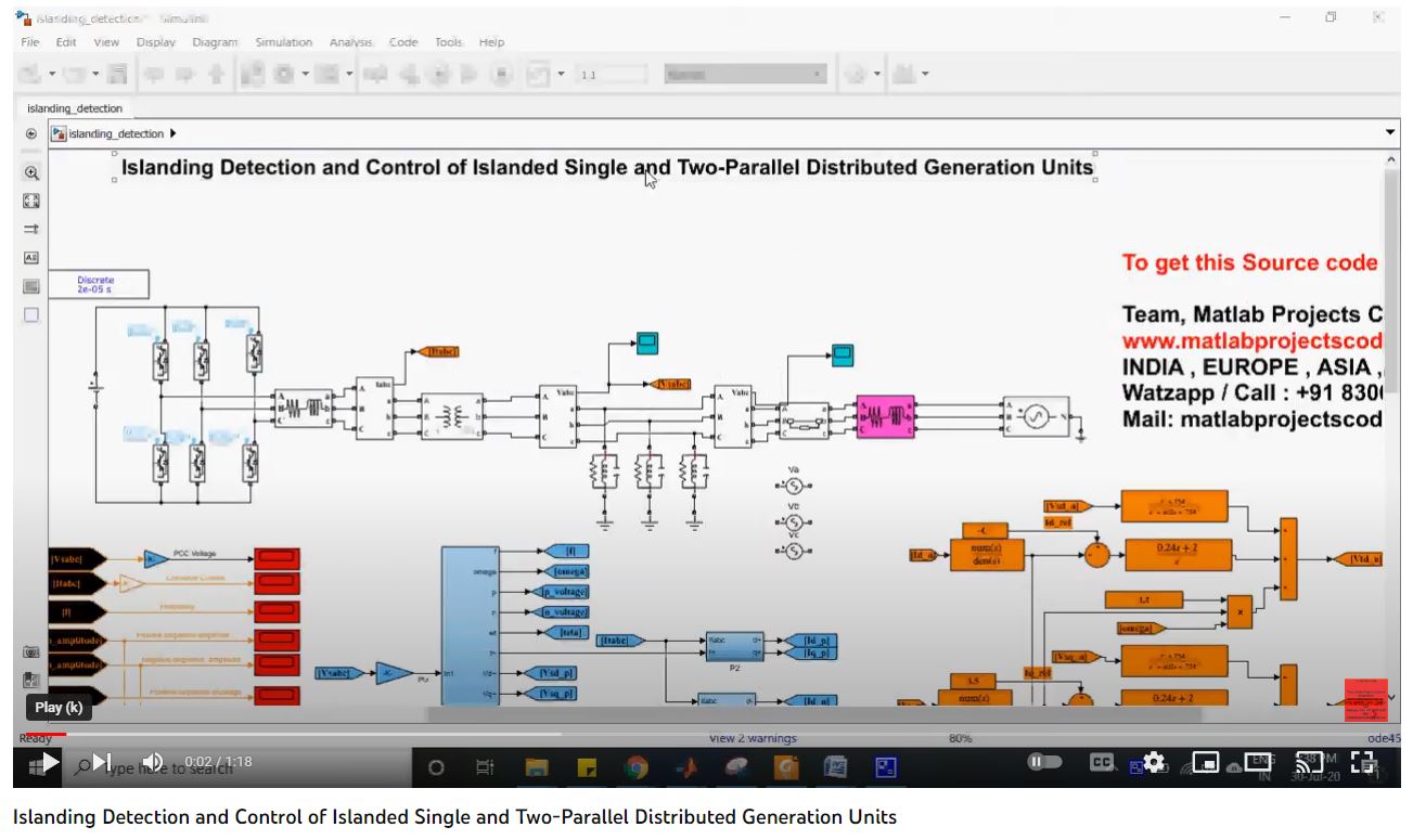 Islanding Detection And Control Of Islanded Single And Two-Parallel Distributed Generation Units project simulation thumbnail for Control Systems Engineering