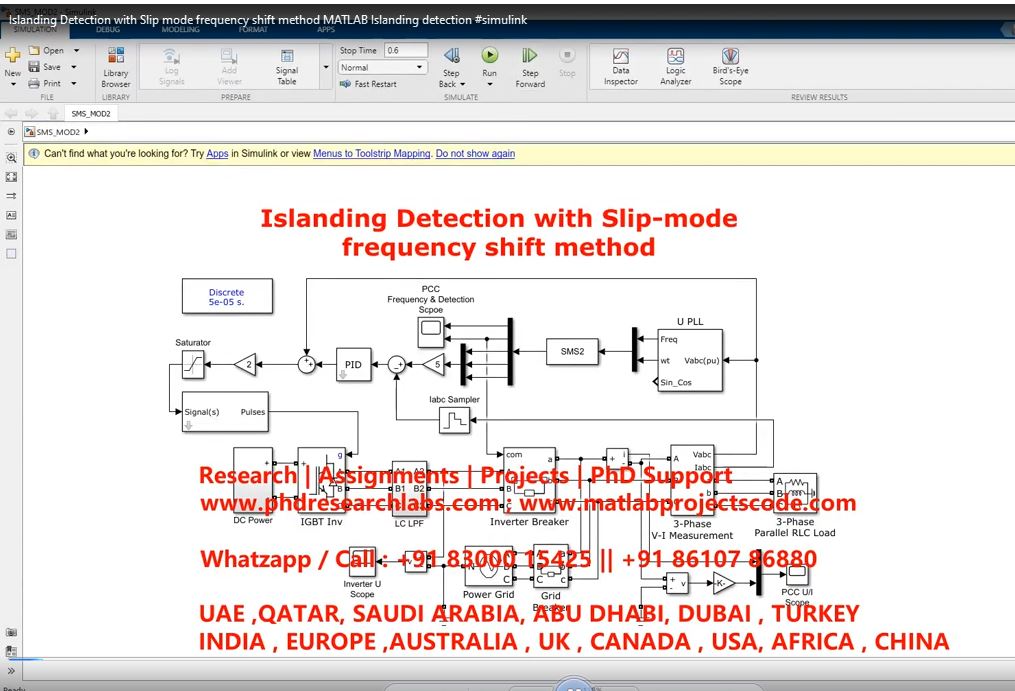 Islanding Detection With Slip Mode Frequency Shift Method Matlab Islanding Detection project simulation thumbnail for Signal Processing and AI Engineering