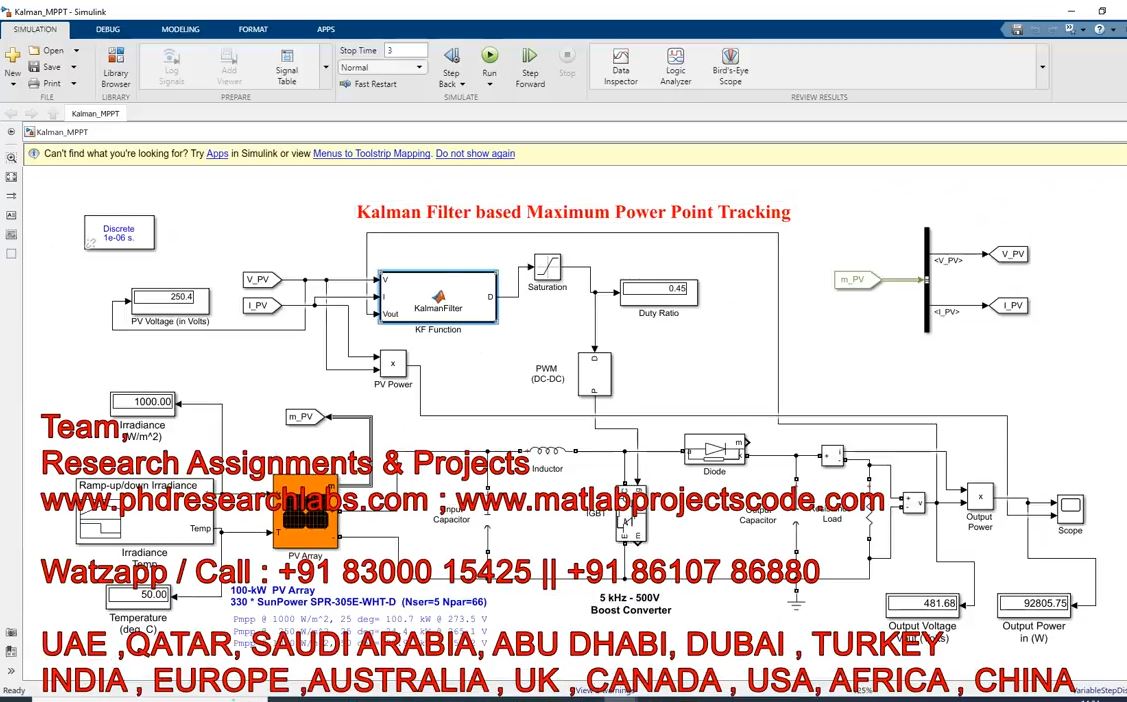 Kalman Filter Based Maximum Power Point Tracking _ Kalman Filter _ Mppt _ Pv _ Simulink _ Kalman Mppt project simulation thumbnail for Renewable Energy Engineering