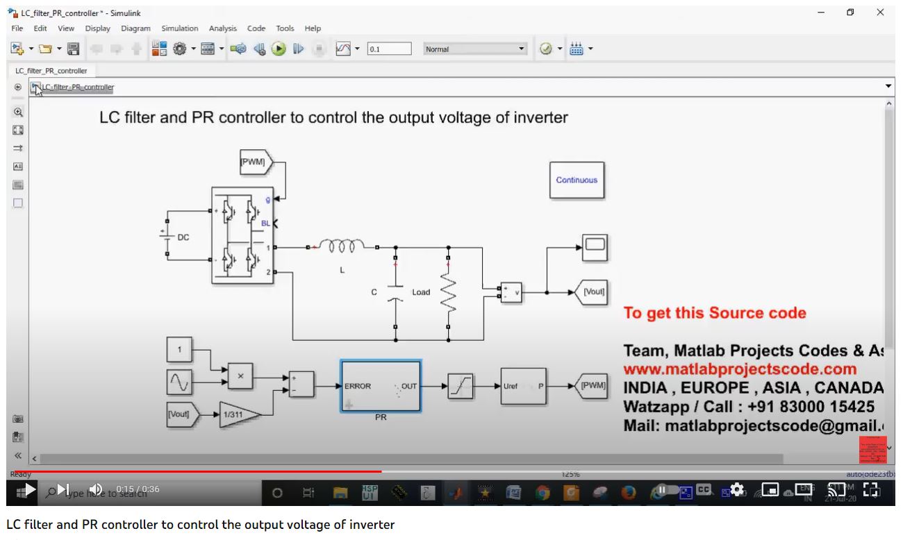 Lc Filter And Pr Controller To Control The Output Voltage Of Inverter project simulation thumbnail for Power Electronics Engineering