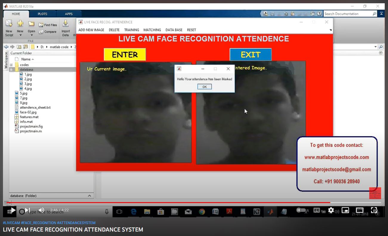 LIVE CAM FACE RECOGNITION ATTENDANCE SYSTEM project simulation thumbnail for Signal Processing and AI Engineering