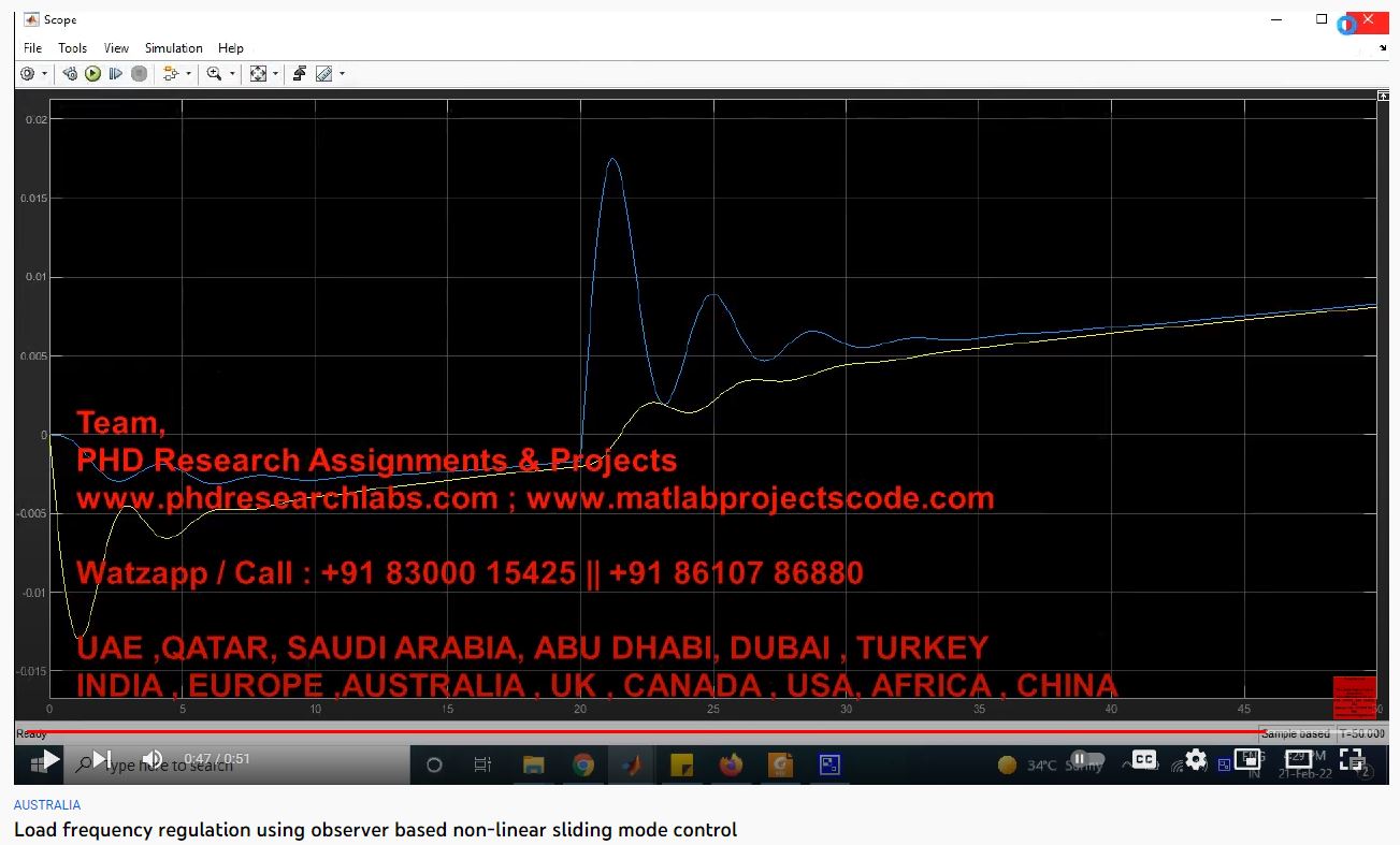 Load Frequency Regulation Using Observer Based Non-Linear Sliding Mode Control project simulation thumbnail for Control Systems Engineering