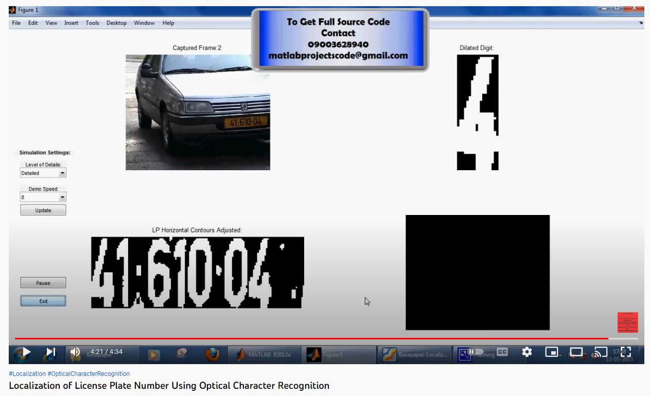 Localization of License Plate Number using Optical Character Recognition project simulation thumbnail for Signal Processing and AI Engineering