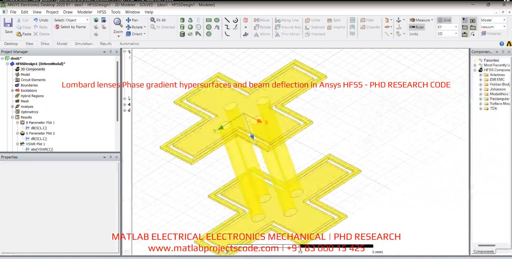 Lombard Lenses Phase Gradient Hypersurfaces And Beam Deflection In Ansys Hfss - Phd Research Code project simulation thumbnail for Electromagnetics and RF Engineering