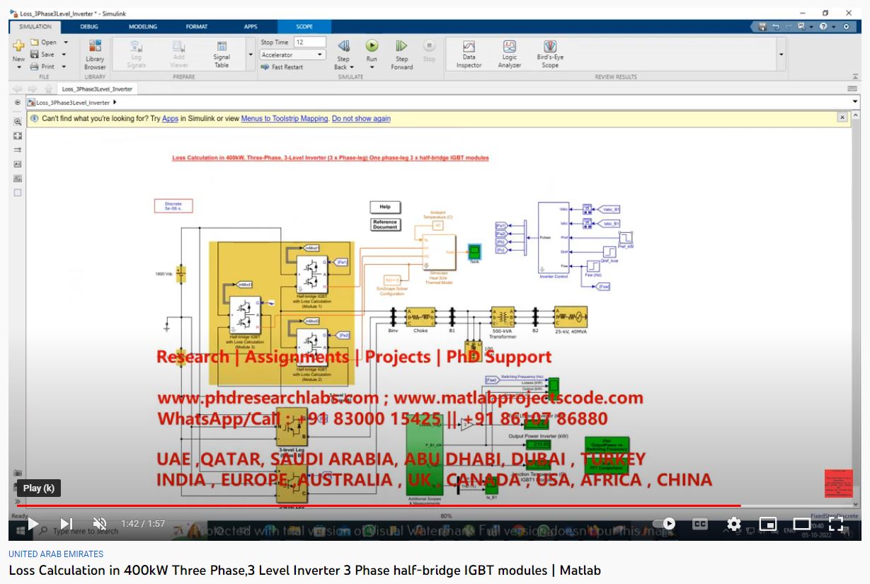 Loss Calculation in 400kW, Three-Phase | MATLAB Project