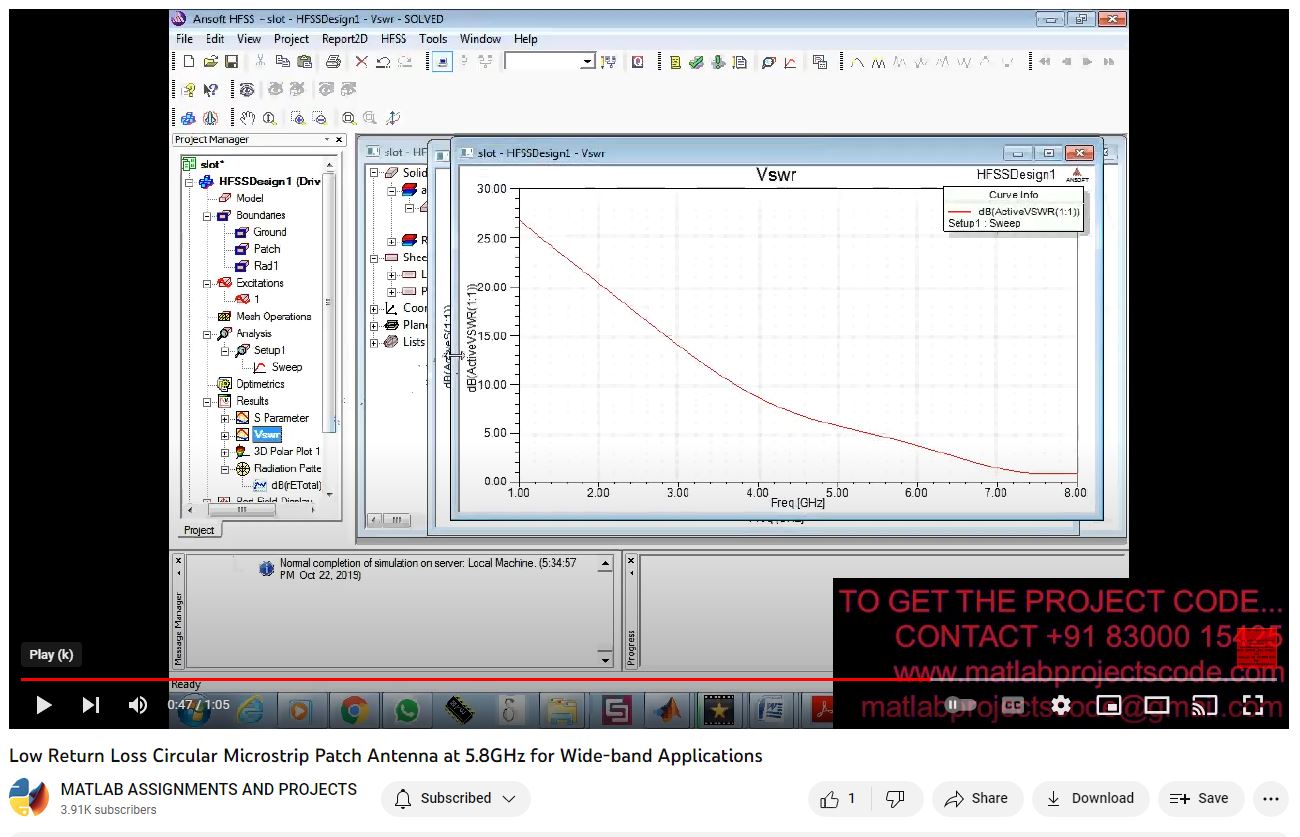 Low Return Loss Circular Microstrip Patch Antenna At 5 8Ghz For Wide-Band Applications project simulation thumbnail for Electromagnetics and RF Engineering