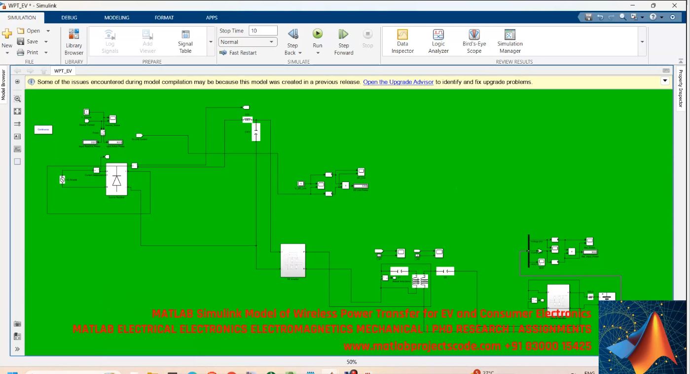 Matlab Simulink Model Of Wireless Power Transfer For Ev And Consumer Electronics project simulation thumbnail for Mechanical, EV and Mechatronics Engineering