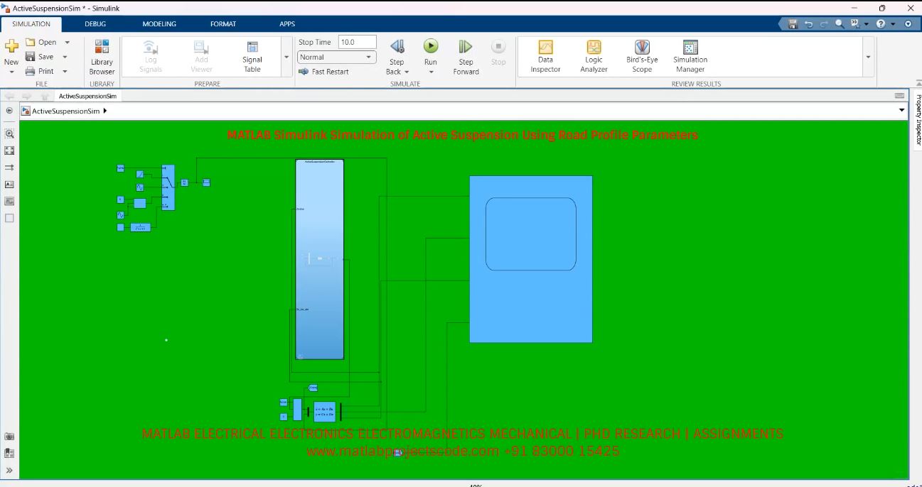 Matlab Simulink Simulation Of Active Suspension Using Road Profile Parameters project simulation thumbnail for Mechanical, EV and Mechatronics Engineering