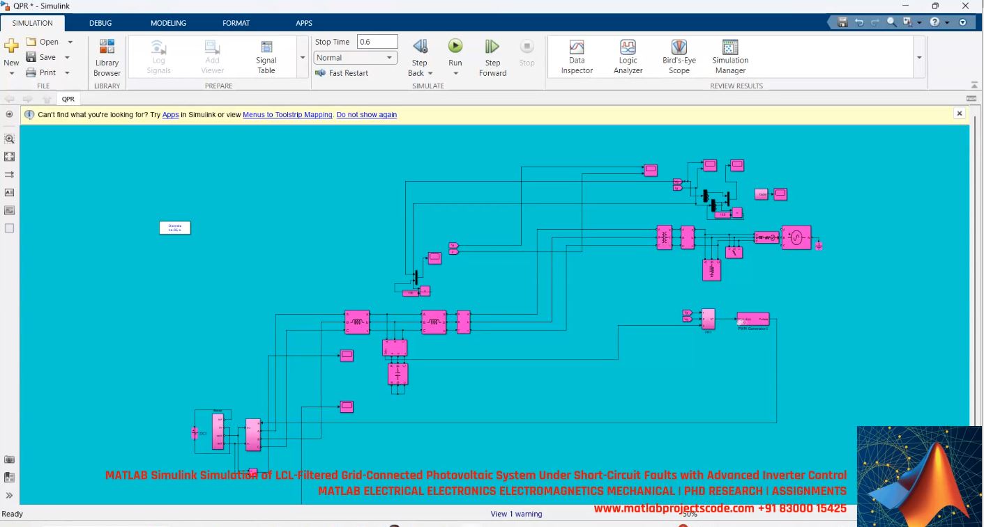Matlab Simulink Simulation Of Lcl-Filtered Grid-Connected Photovoltaic System Under Short-Circuit Faults With Advanced Inverter Control project simulation thumbnail for Renewable Energy Engineering