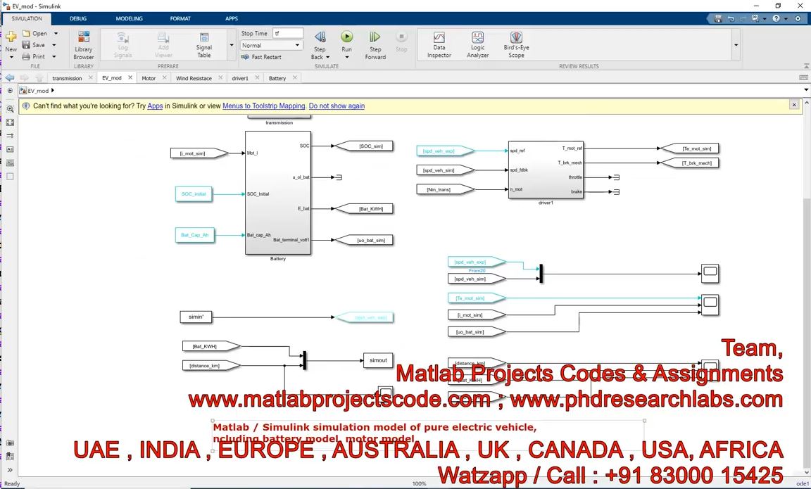 Matlab _ Simulink Simulation Model Of Pure Electric Vehicle Including Battery Model Motor Model project thumbnail image