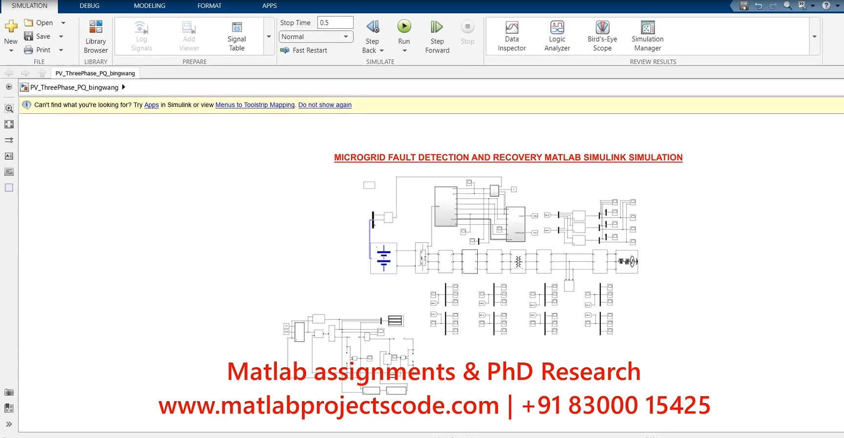 Microgrid Fault Detection And Recovery Matlab Simulink Simulation project simulation thumbnail for Renewable Energy Engineering