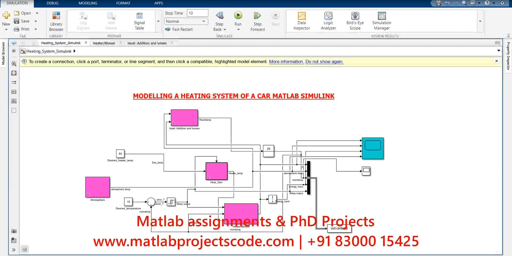 Modelling A Heating System Of A Car Matlab Simulink Simulation Project project simulation thumbnail for Electrical Engineering