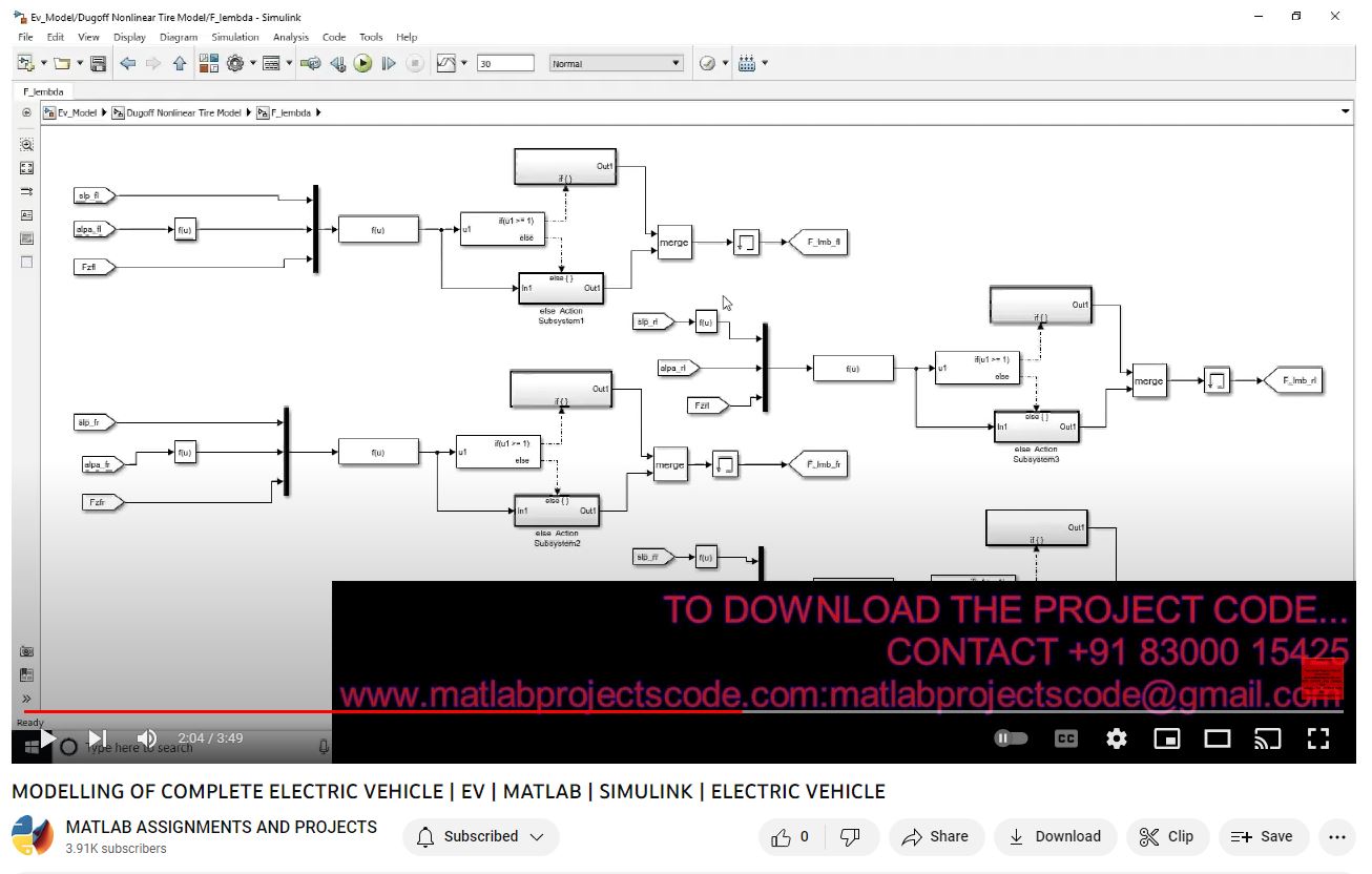 Modelling Of Complete Electric Vehicle _ Ev _ Matlab _ Simulink _ Electric Vehicle project simulation thumbnail for Mechanical, EV and Mechatronics Engineering