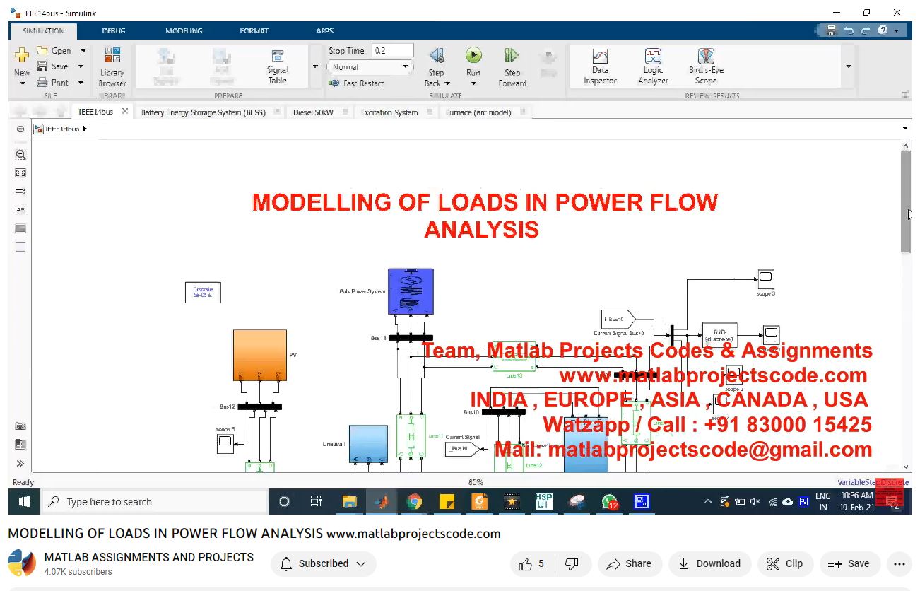 Modelling Of Loads In Powerflow Analysis-Matlab Simulink-Electrical Assignments-Projects-Phd Research project simulation thumbnail for Renewable Energy Engineering