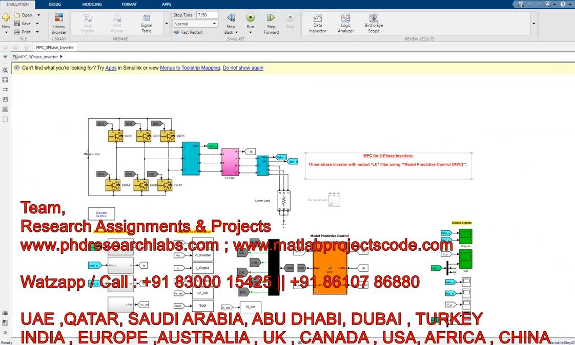 Mpc For 3 Phase Inverter _ Three-Phase Inverter With Output Lc Filter Using Model Predictive Control project simulation thumbnail for Power Electronics Engineering