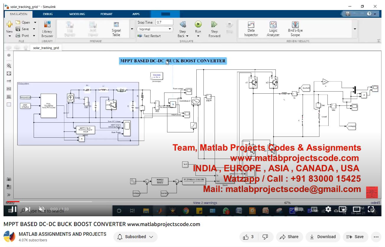 Mppt Based Dc-Dc Buck Boost Converter-Matlab Simulink-Electrical Assignments-Projects-Phd Research project simulation thumbnail for Renewable Energy Engineering