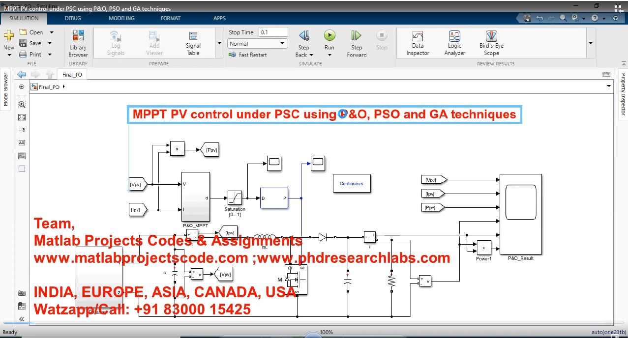 Mppt Pv Control Under Psc Using P O Pso And Ga Techniques project simulation thumbnail for Renewable Energy Engineering