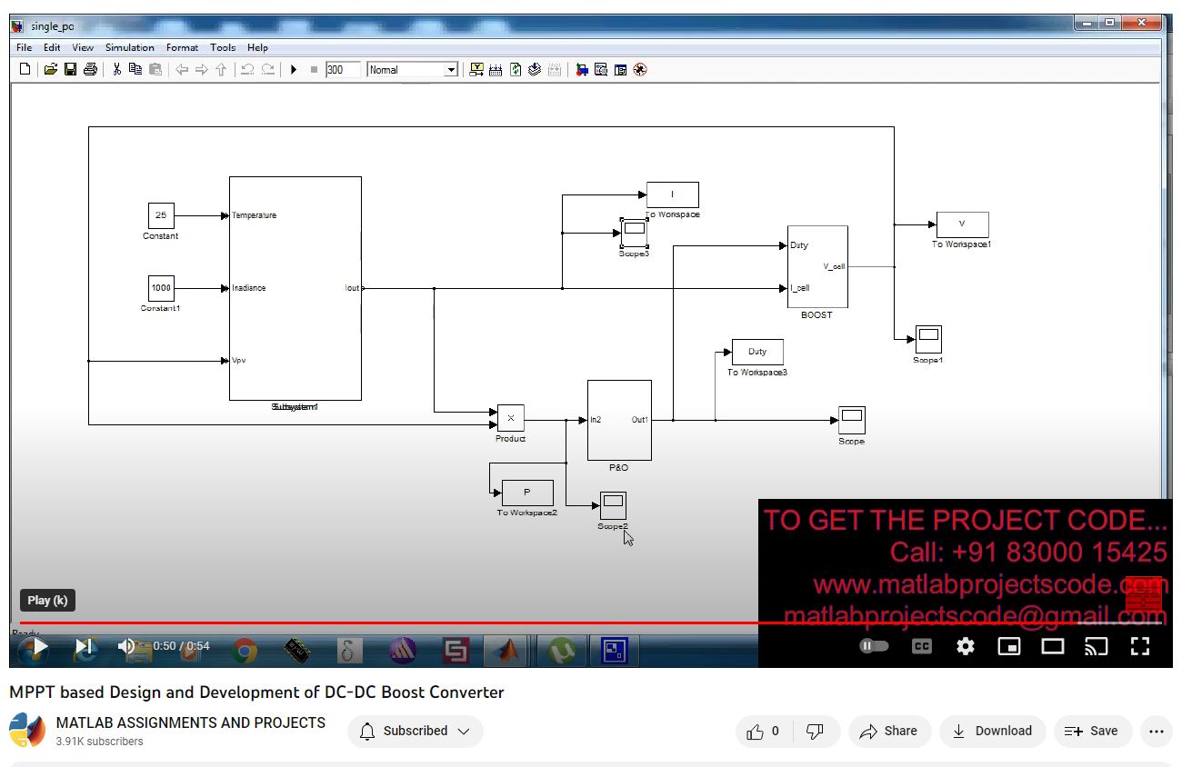 Mppt Based Design And Development Of Dc-Dc Boost Converter project simulation thumbnail for Renewable Energy Engineering
