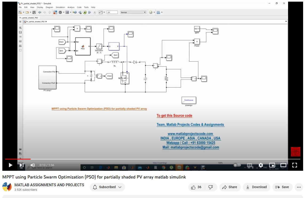 Mppt Using Particle Swarm Optimization Pso For Partially Shaded Pv Array Matlab Simulink project thumbnail image
