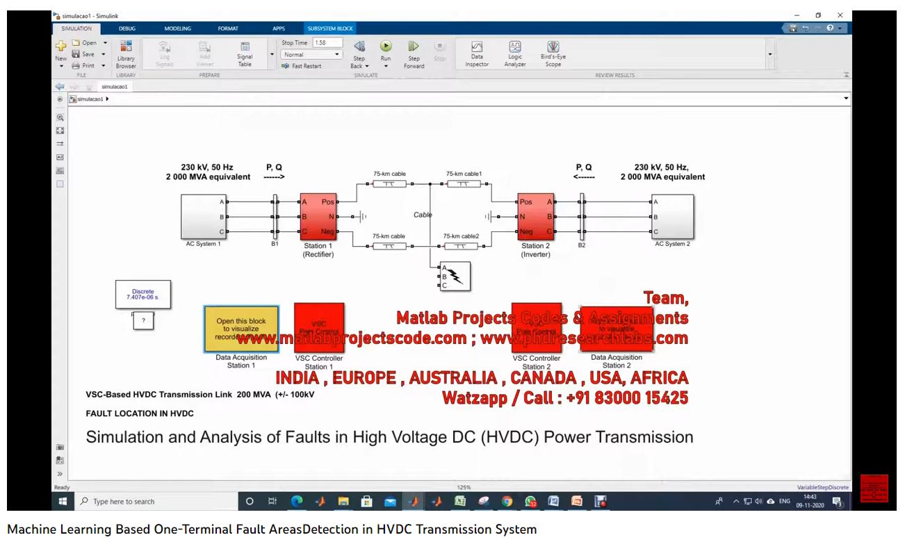Machine Learning Based One-Terminal Fault Areasdetection In Hvdc Transmission System-Matlab Simulink-Electrical Assignments-Projects-Phd Research project simulation thumbnail for Power Electronics Engineering