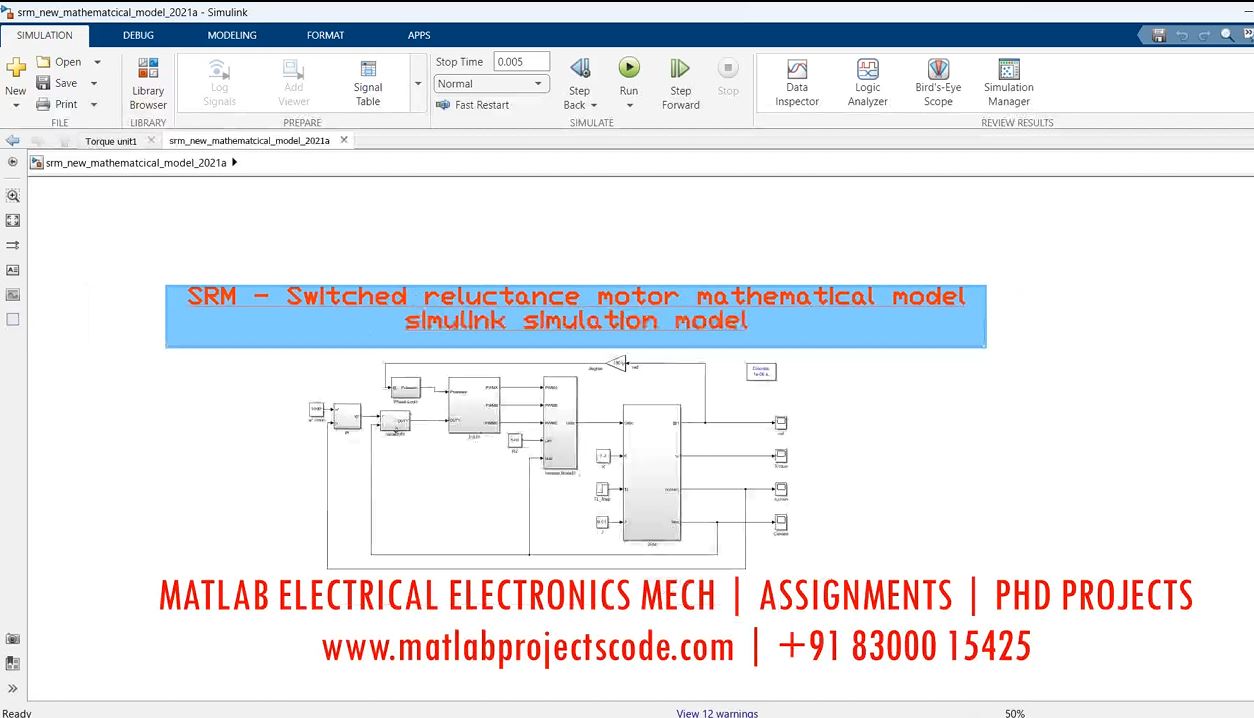Mathematical Model Srm - Switched Reluctance Motor Simulink Simulation Model project simulation thumbnail for Mechanical, EV and Mechatronics Engineering