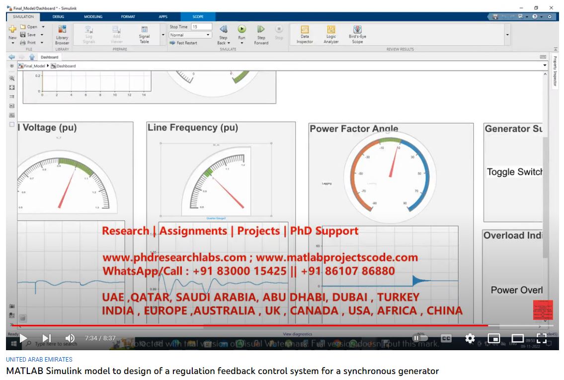 MATLAB SIMULINK Model to Design of a Regulation and Feedback Control System for a Synchronous Generator project simulation thumbnail for Mechanical, EV and Mechatronics Engineering