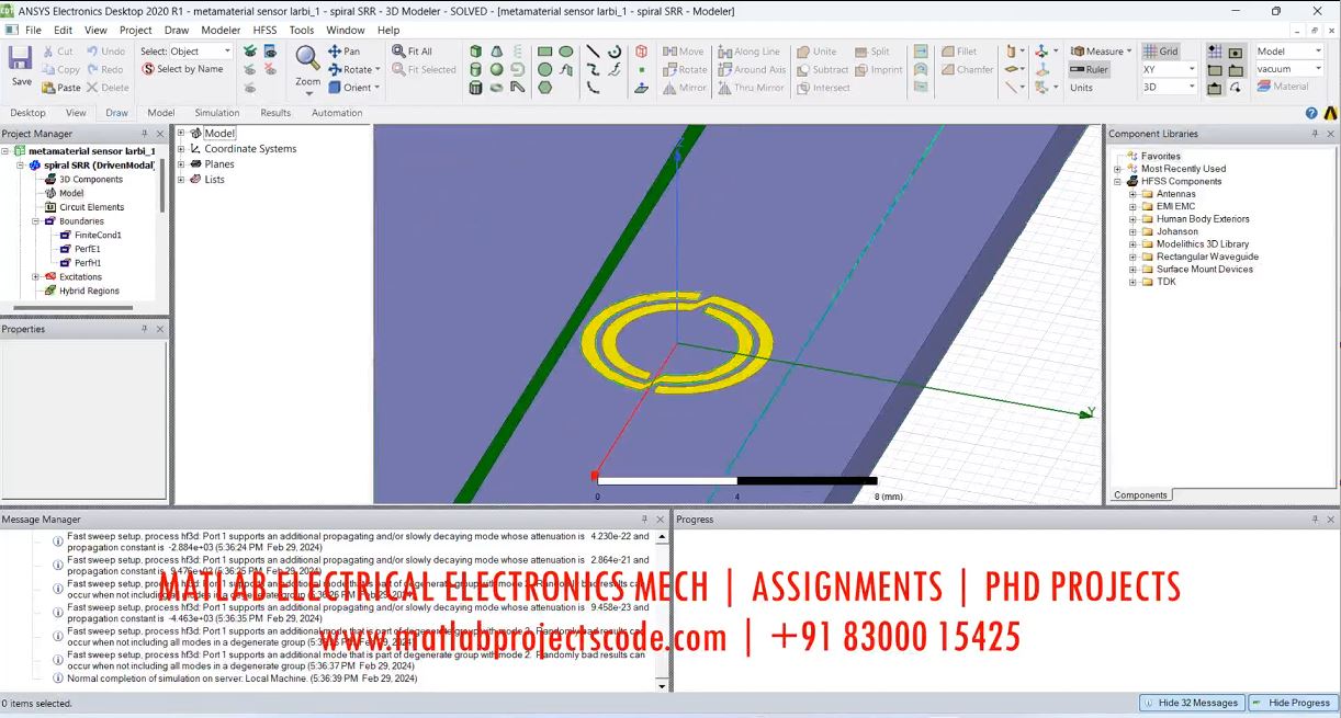 Metamaterial Ring Resonator - Hfss Antenna project simulation thumbnail for Electromagnetics and RF Engineering