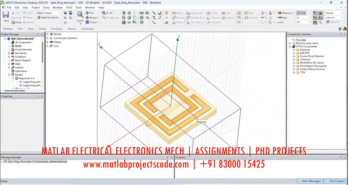 Metamaterial Srr Square Ring Resonator With Permeability - Hfss Antenna Design project simulation thumbnail for Electromagnetics and RF Engineering