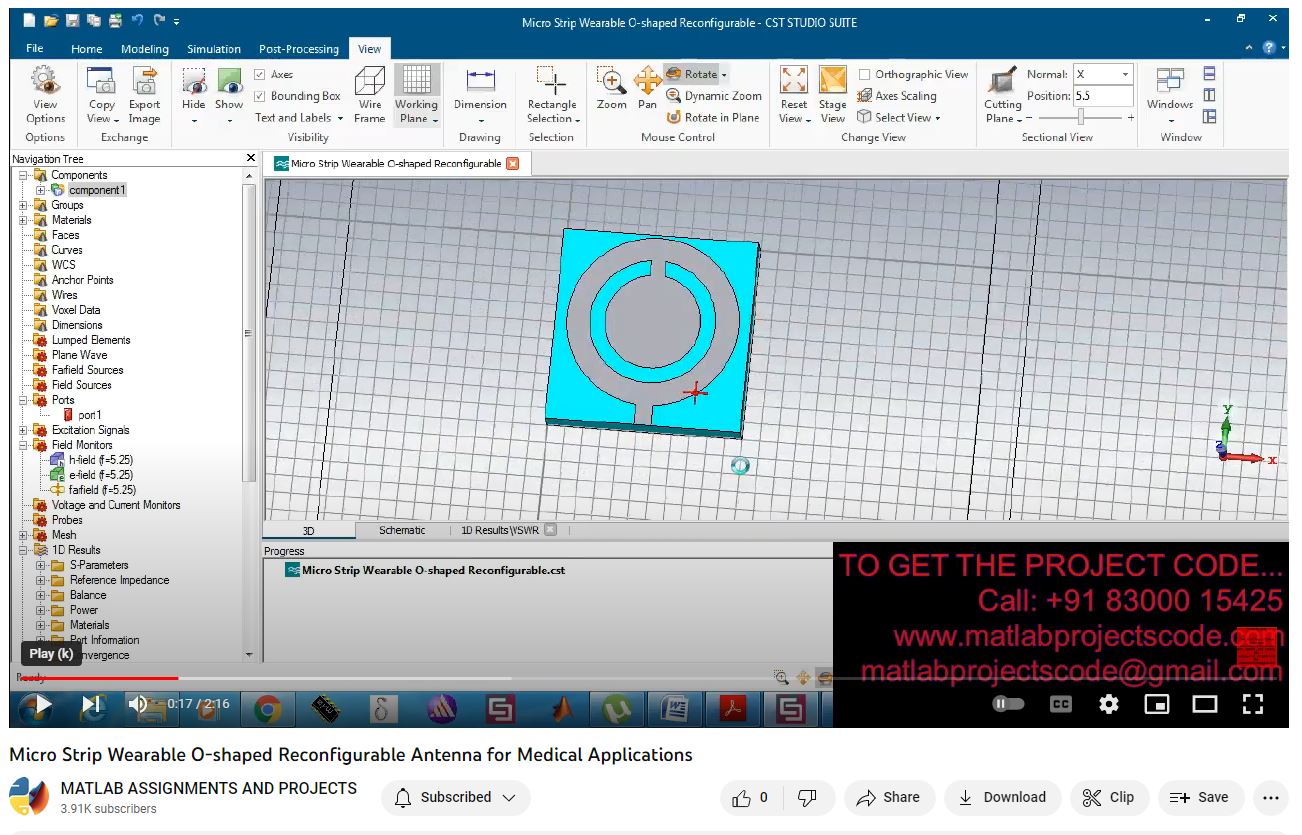 Micro Strip Wearable O-Shaped Reconfigurable Antenna For Medical Applications project simulation thumbnail for Electromagnetics and RF Engineering