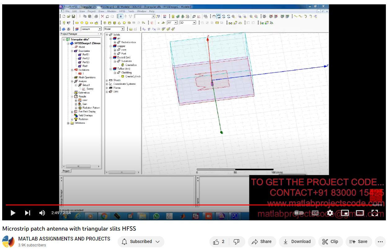 Microstrip Patch Antenna With Triangular Slits Hfss project simulation thumbnail for Electromagnetics and RF Engineering