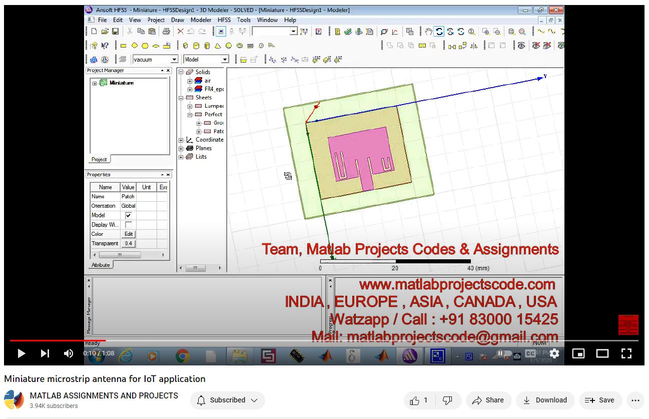 Miniature Microstrip Antenna For Iot Application project simulation thumbnail for Electromagnetics and RF Engineering