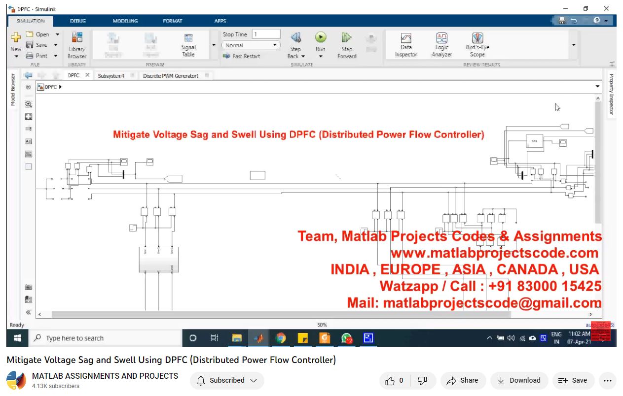 Mitigate Voltage Sag And Swell Using Dpfc - Distributed Power Flow Controller project simulation thumbnail for Renewable Energy Engineering