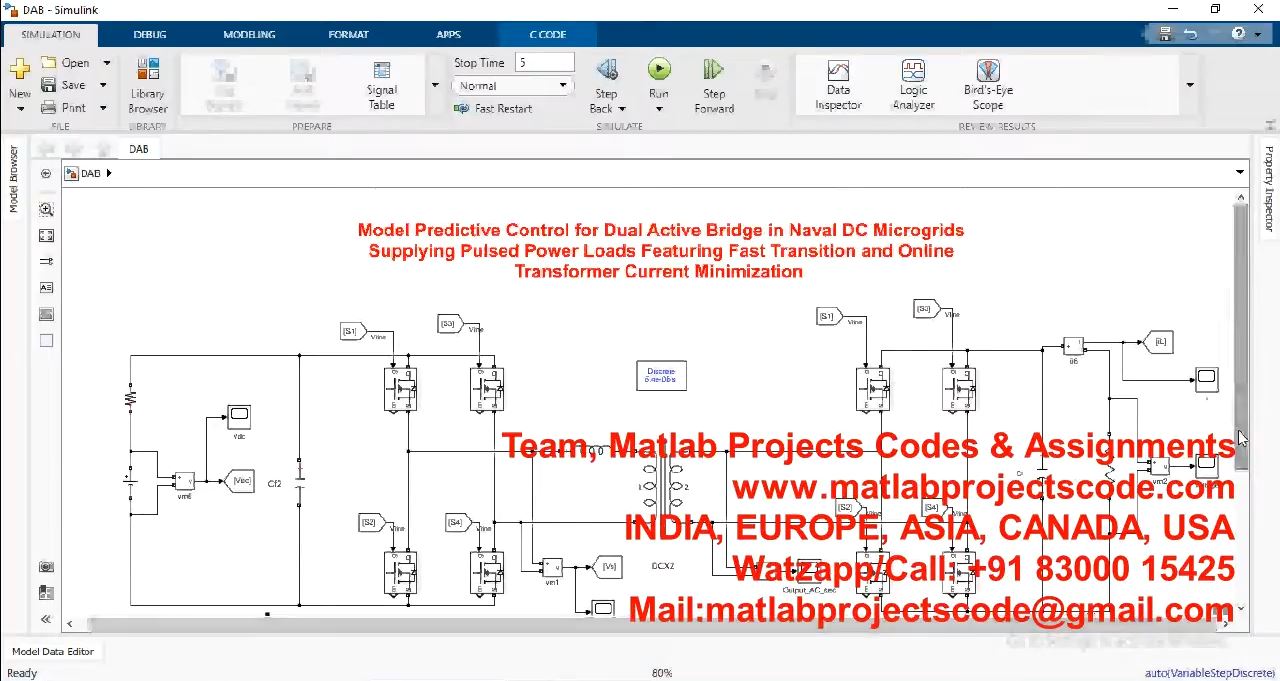 Model Predictive Control For Dual Active Bridge In Naval Dc Microgrids Supplying Pulsed Power Loads project simulation thumbnail for Renewable Energy Engineering