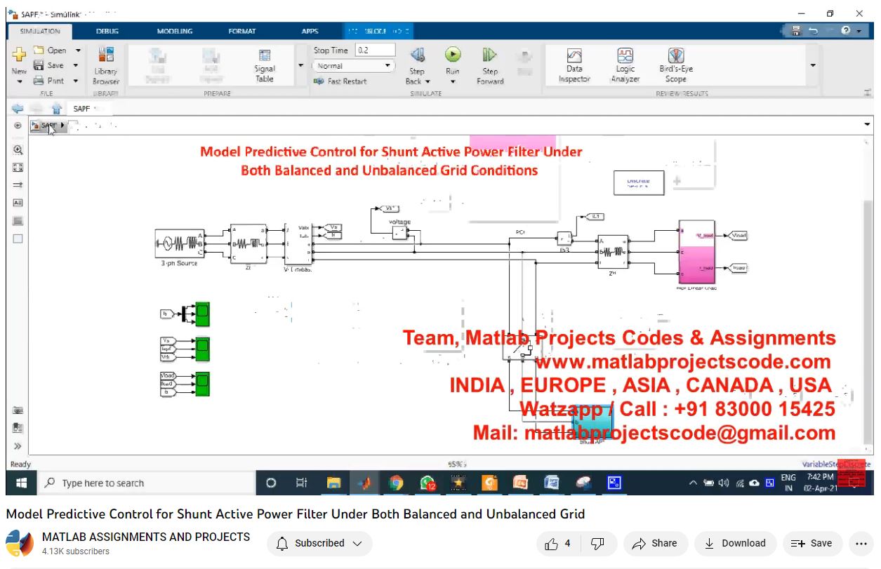 Model Predictive Control For Shunt Active Power Filter Under Both Balanced And Unbalanced Grid project simulation thumbnail for Renewable Energy Engineering