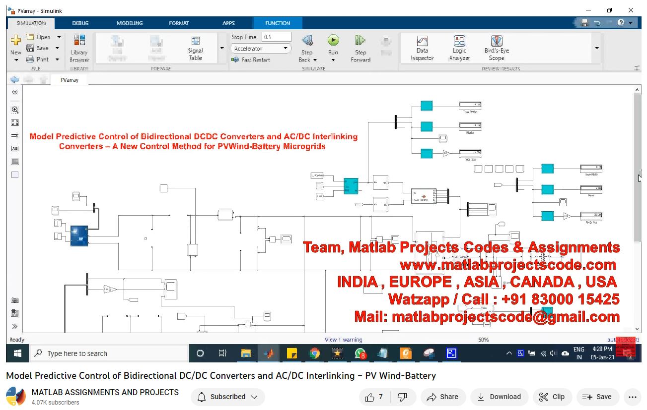 Model Predictive Control Of Bidirectional Dc_Dc Converters And Ac_Dc Interlinking Pv Wind-Battery-Matlab Simulink-Electrical Assignments-Projects-Phd Research project simulation thumbnail for Renewable Energy Engineering