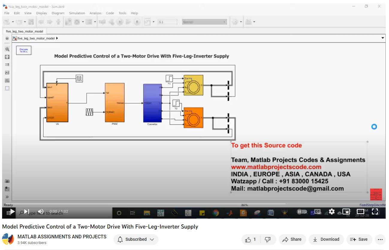 Model Predictive Control Of A Two-Motor Drive With Five-Leg-Inverter Supply project simulation thumbnail for Mechanical, EV and Mechatronics Engineering